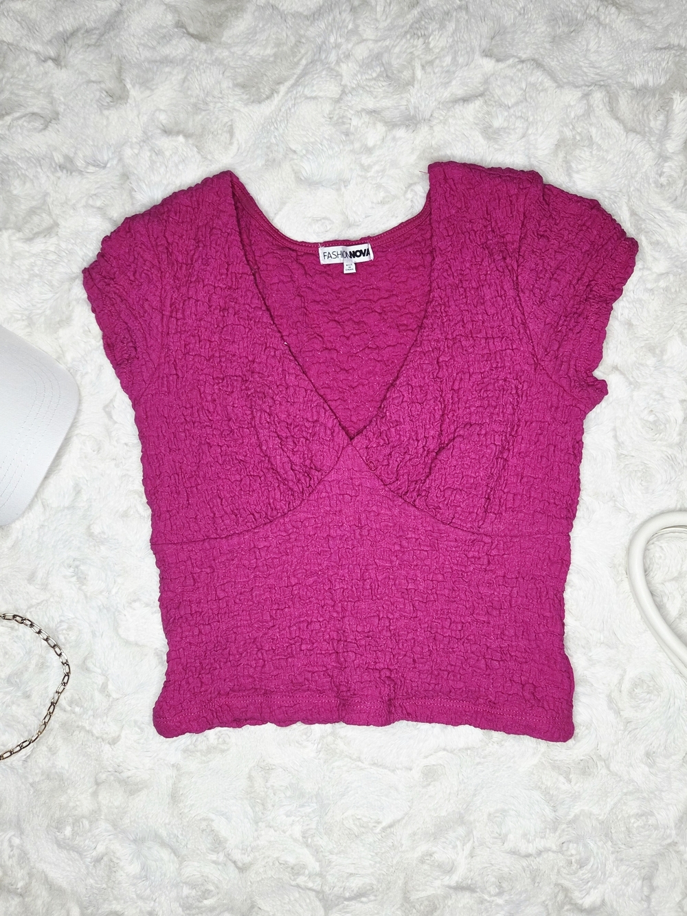 Fuchsia V-Neck Crop Top